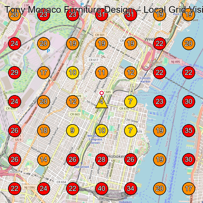 Tony Monaco Furniture Design GeoGrid visibility map for Cabinet Maker in Jersey City